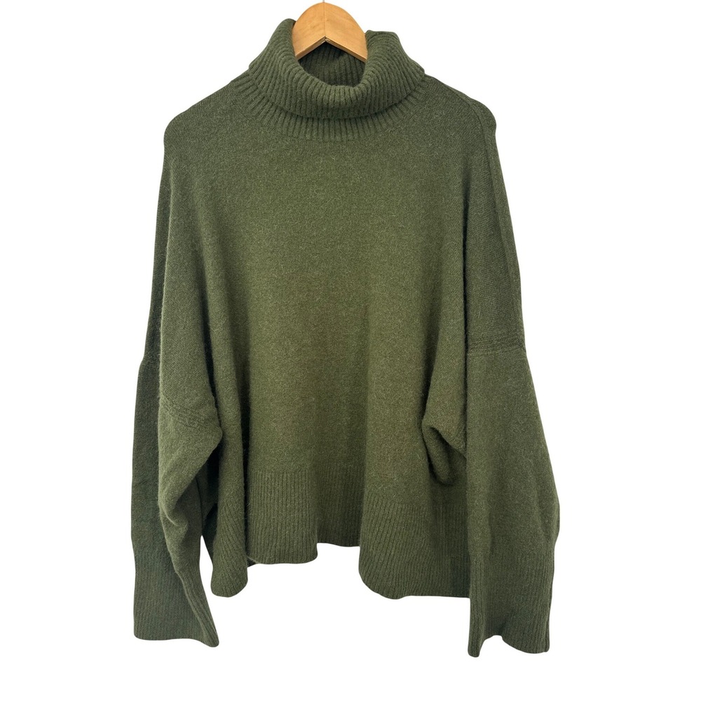 J.Crew Alpaca Merino Wool Turtleneck Sweater Women 3X Green Oversize Cozy Earthy